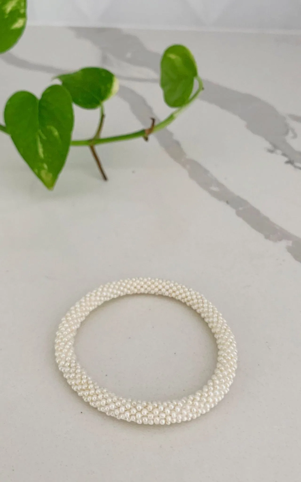 Rolling Beaded Bracelet - White
