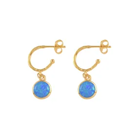 ROUND CZELLINE OPAL HOOP EARRINGS