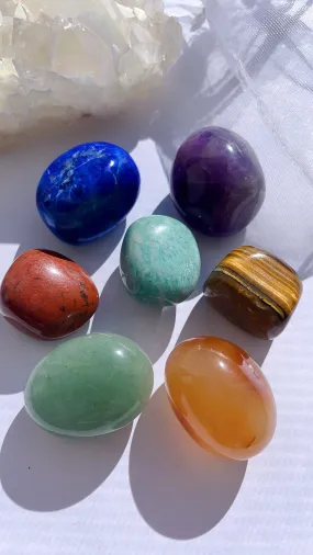 Seven 7 Chakra Tumble Stone Balance Meditation Set High Quality Crystal