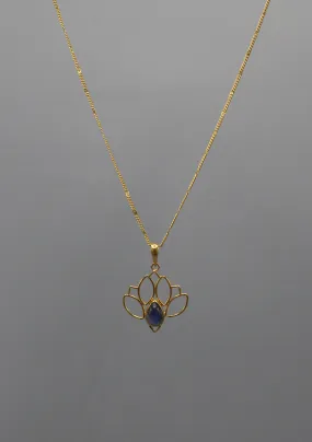 Shiny Moonstone inlaid Gold Plated Lotus Pendant