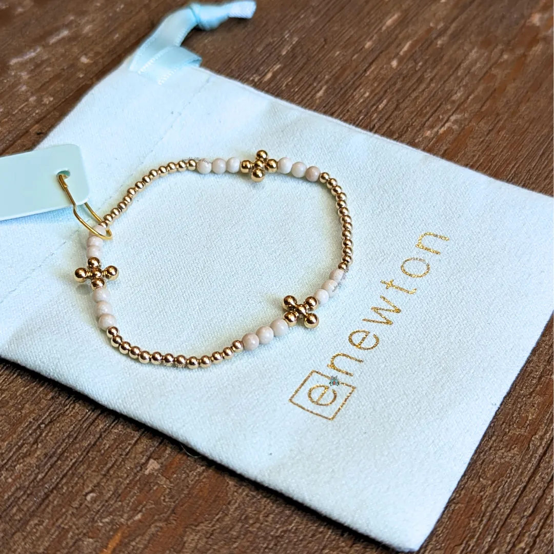 Signature Cross Gold Bliss Pattern 2.5mm Bead Bracelet - Riverstone