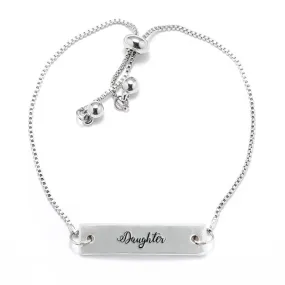 Silver Daughter - Script Adjustable Bar Bracelet