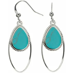 Silver Double Drop Turquoise Earrings