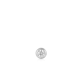 Silver Sparkle Bezel Barbell Single Earring
