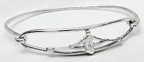 Single Rowing Boat in Open Oval Hinged Bangle Bracelet
