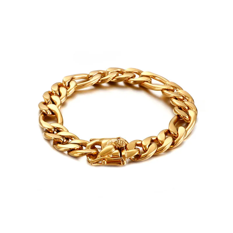 Stainless Steel 18K Gold Electroplated Bracelet Set for Men: NK Mother-Child Fashion Jewelry