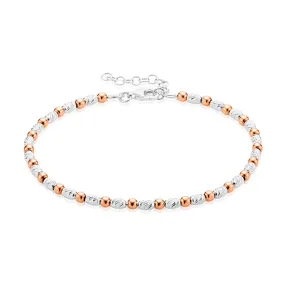 Sterling Silver & Rose Gold Plated 18-21cm Bracelet