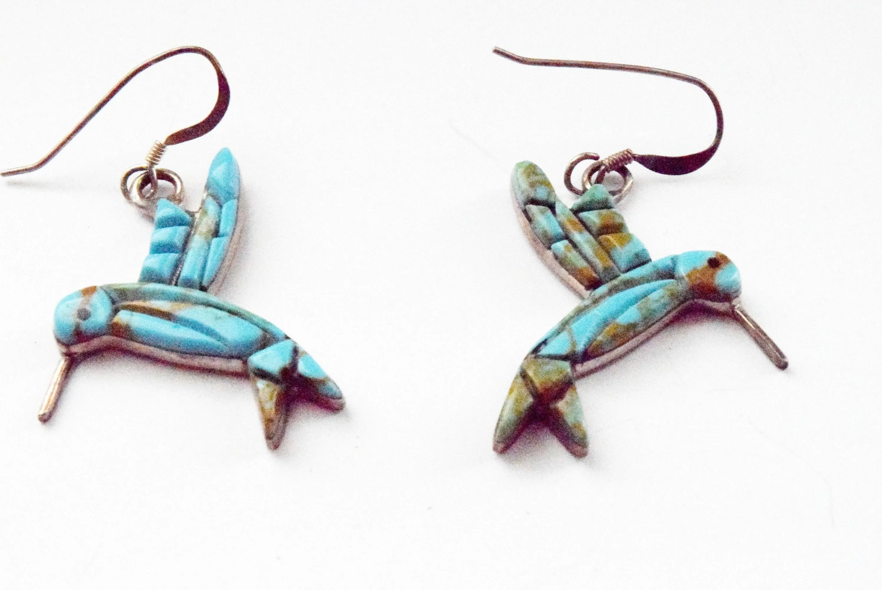 Sterling Silver and Turquoise Hummingbird Earrings