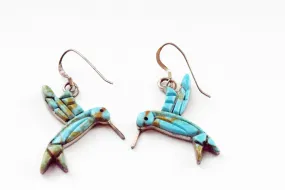 Sterling Silver and Turquoise Hummingbird Earrings
