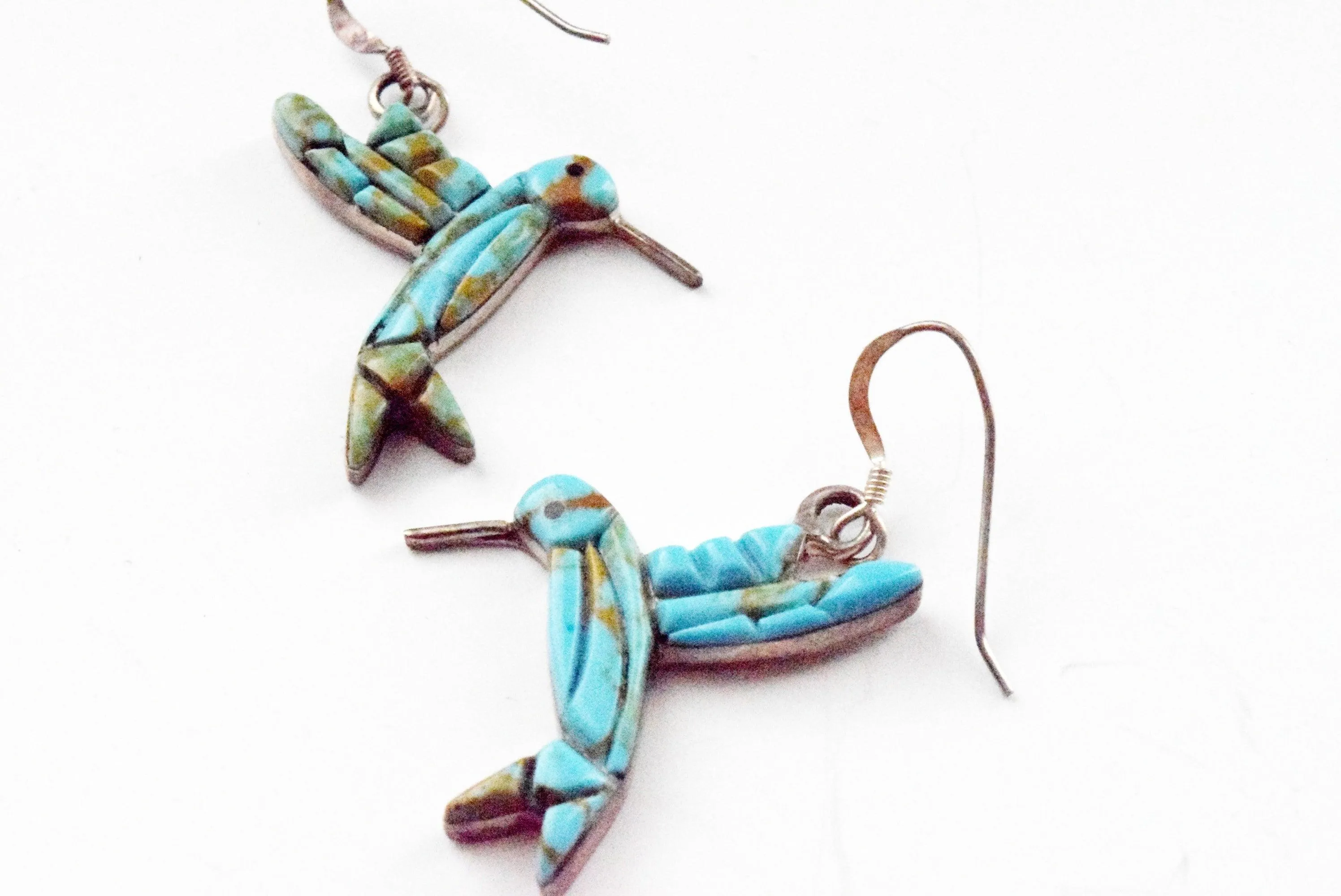 Sterling Silver and Turquoise Hummingbird Earrings
