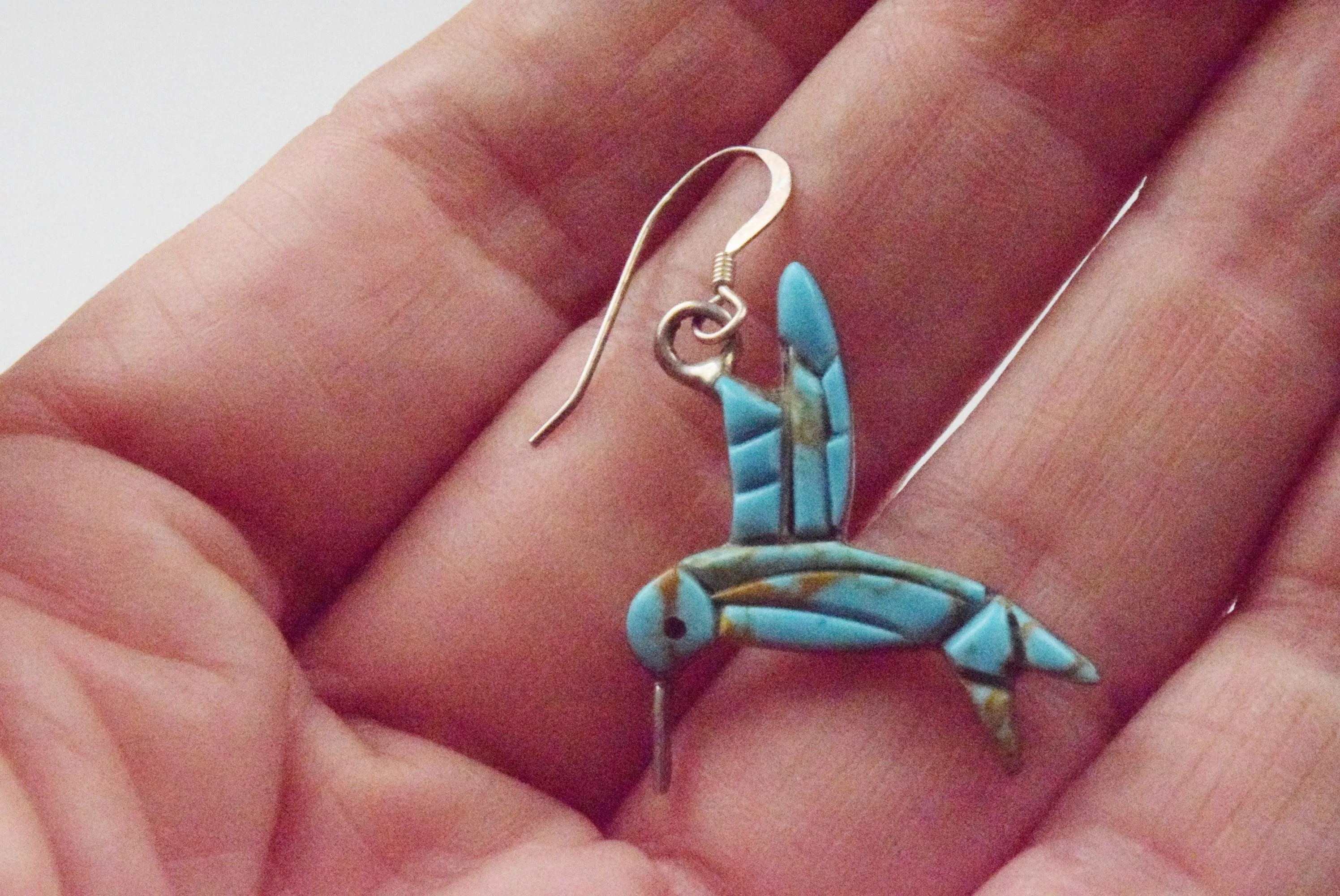 Sterling Silver and Turquoise Hummingbird Earrings