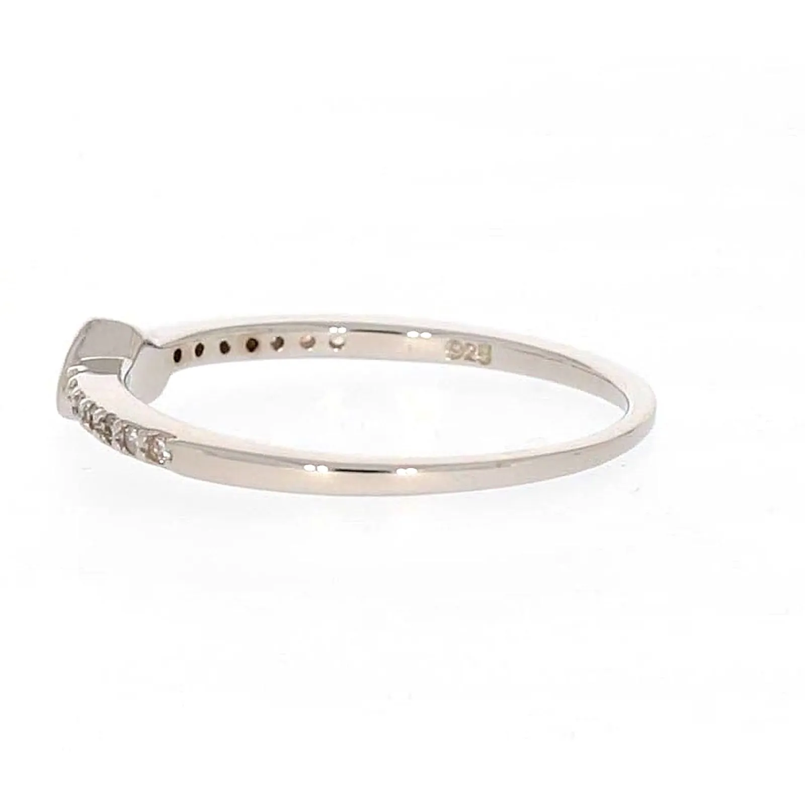 Sterling Silver Cubic Zirconia and Heart Stacker Ring