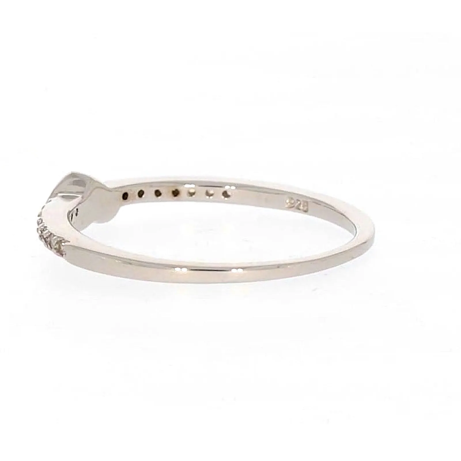 Sterling Silver Cubic Zirconia and Heart Stacker Ring