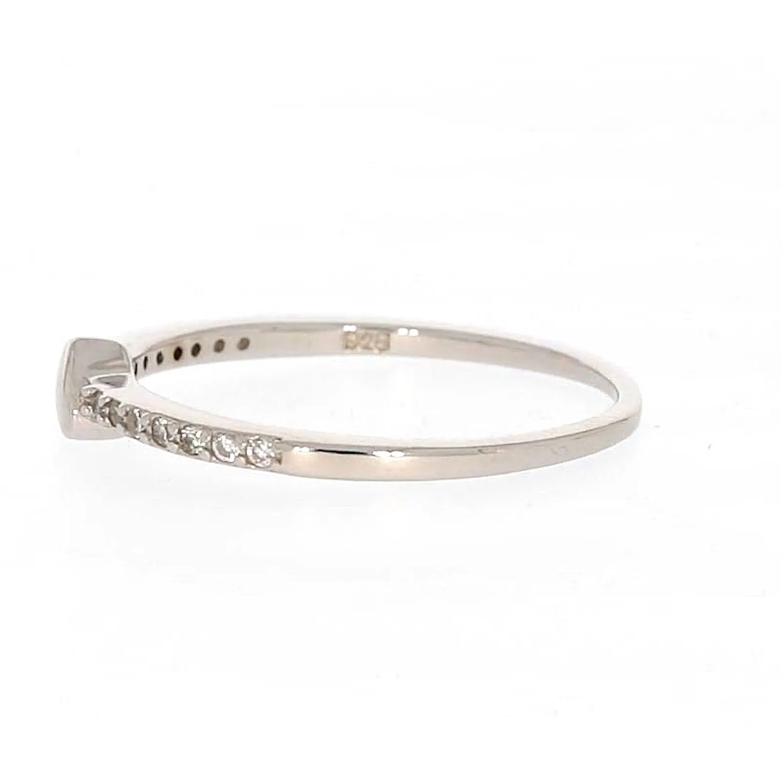 Sterling Silver Cubic Zirconia and Heart Stacker Ring