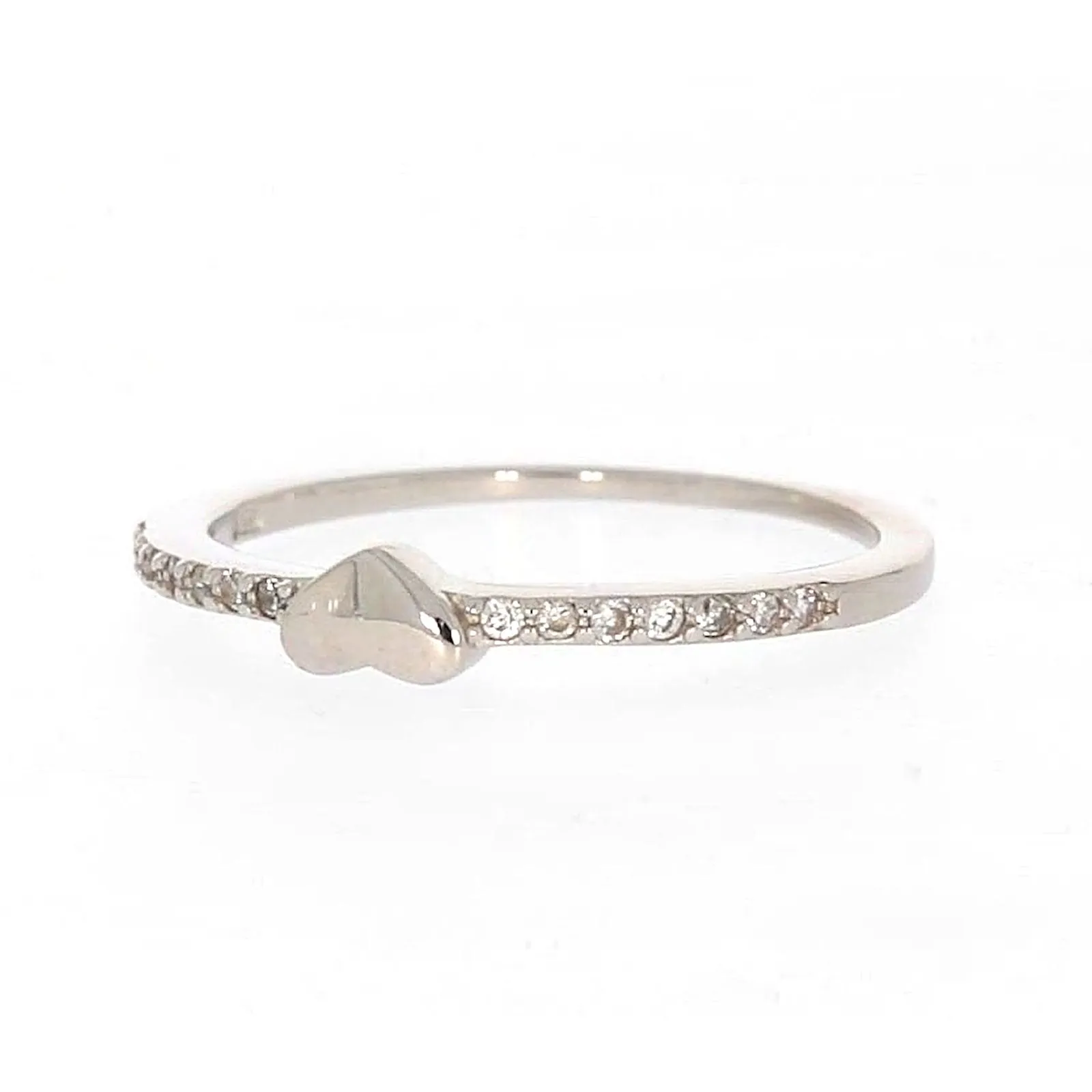 Sterling Silver Cubic Zirconia and Heart Stacker Ring