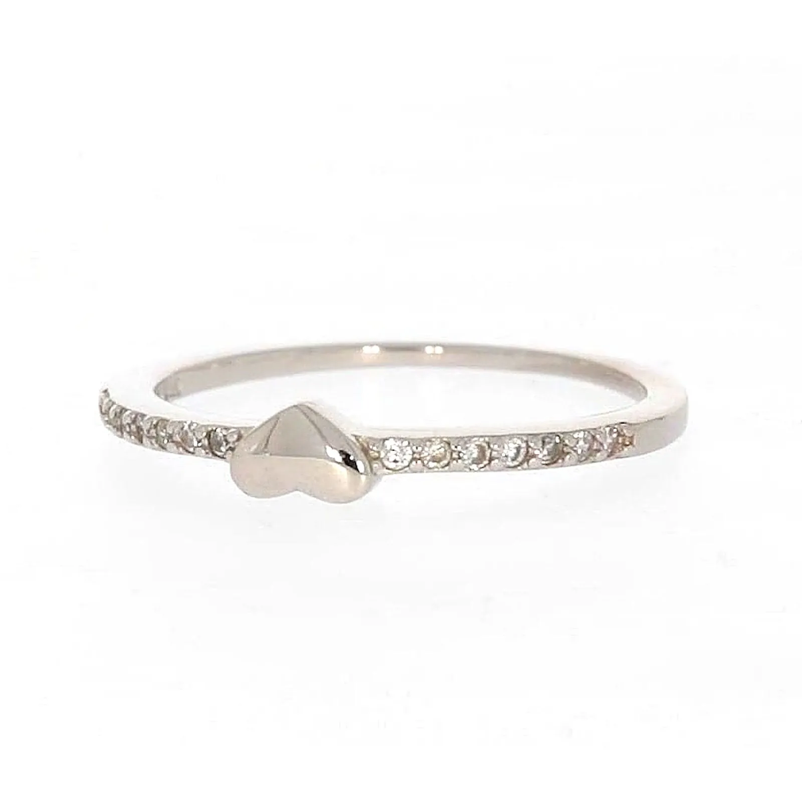 Sterling Silver Cubic Zirconia and Heart Stacker Ring