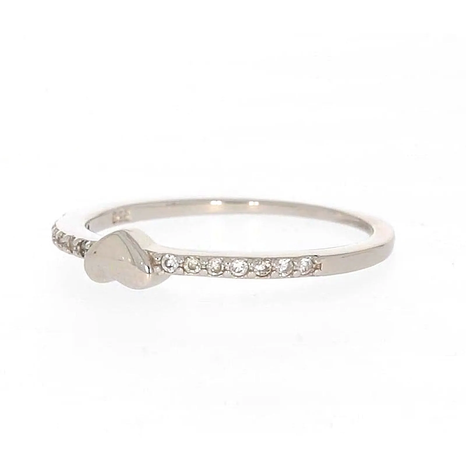 Sterling Silver Cubic Zirconia and Heart Stacker Ring