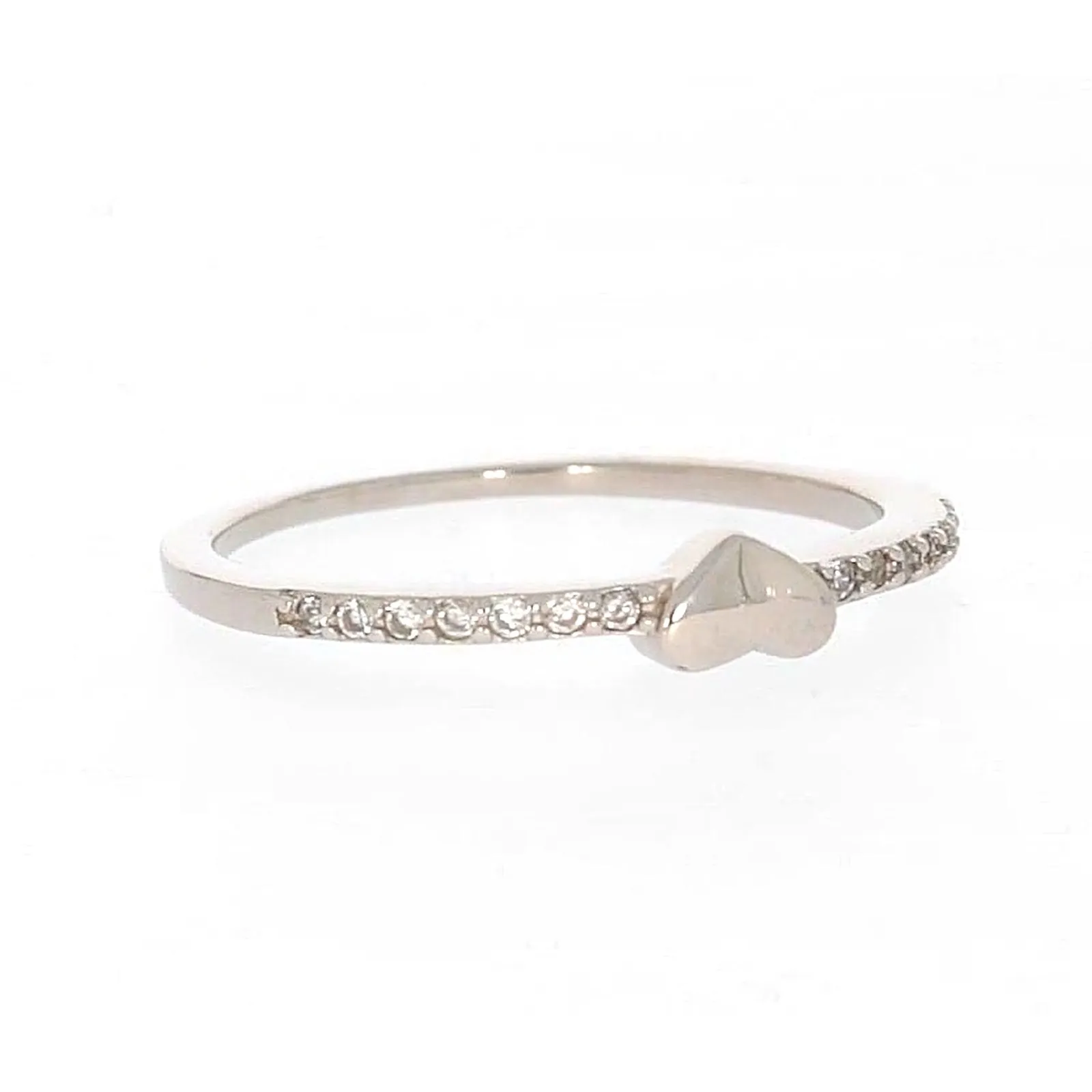 Sterling Silver Cubic Zirconia and Heart Stacker Ring