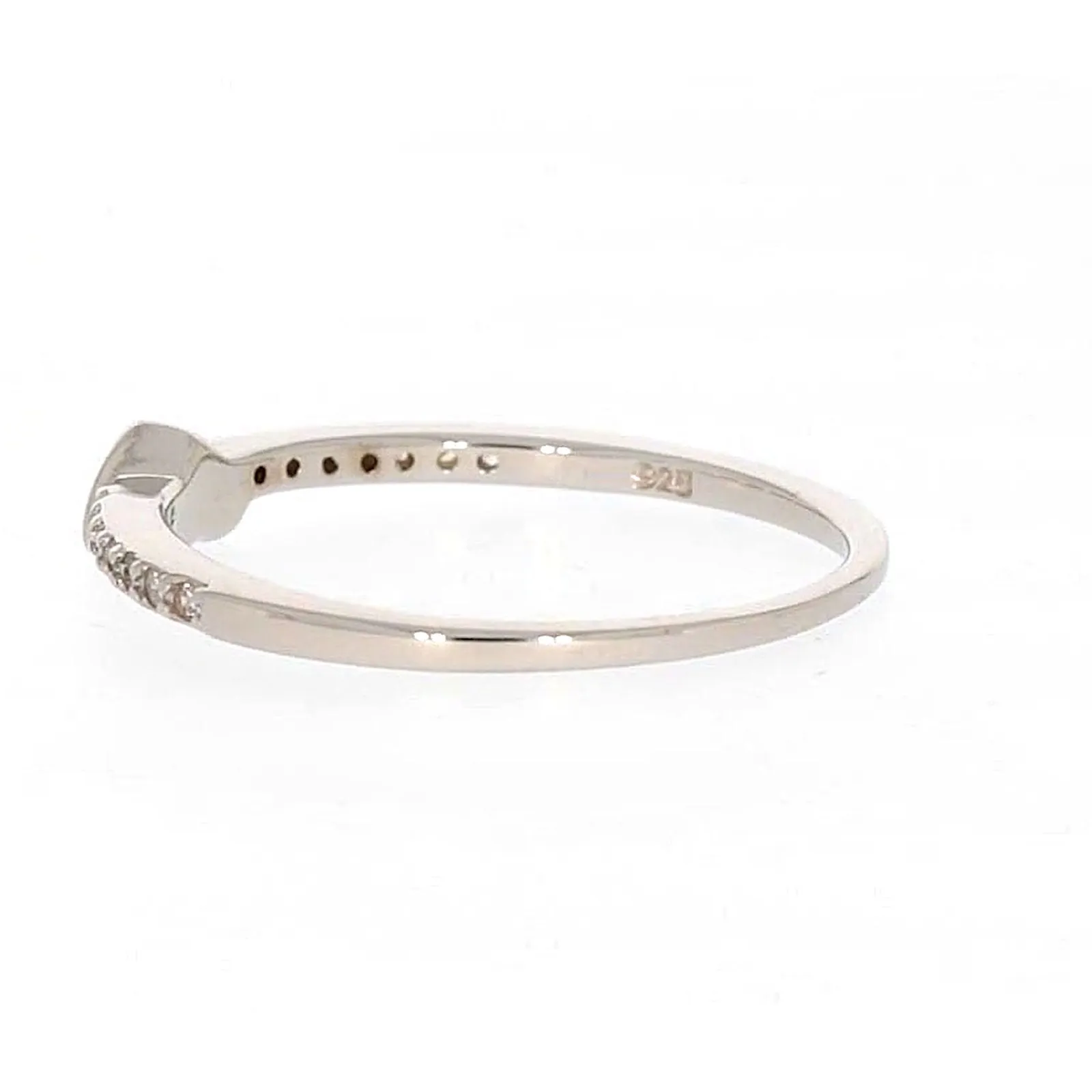 Sterling Silver Cubic Zirconia and Heart Stacker Ring