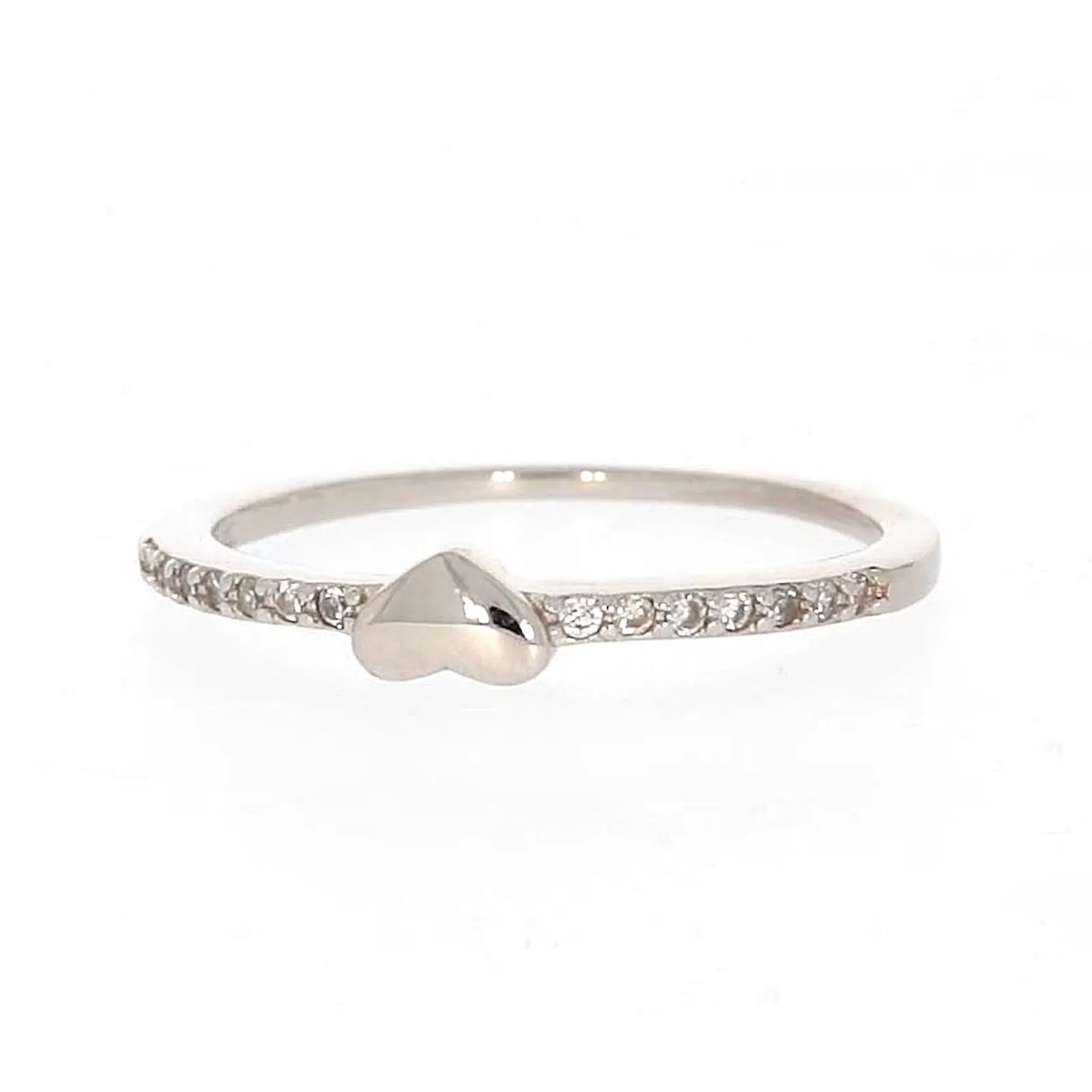 Sterling Silver Cubic Zirconia and Heart Stacker Ring