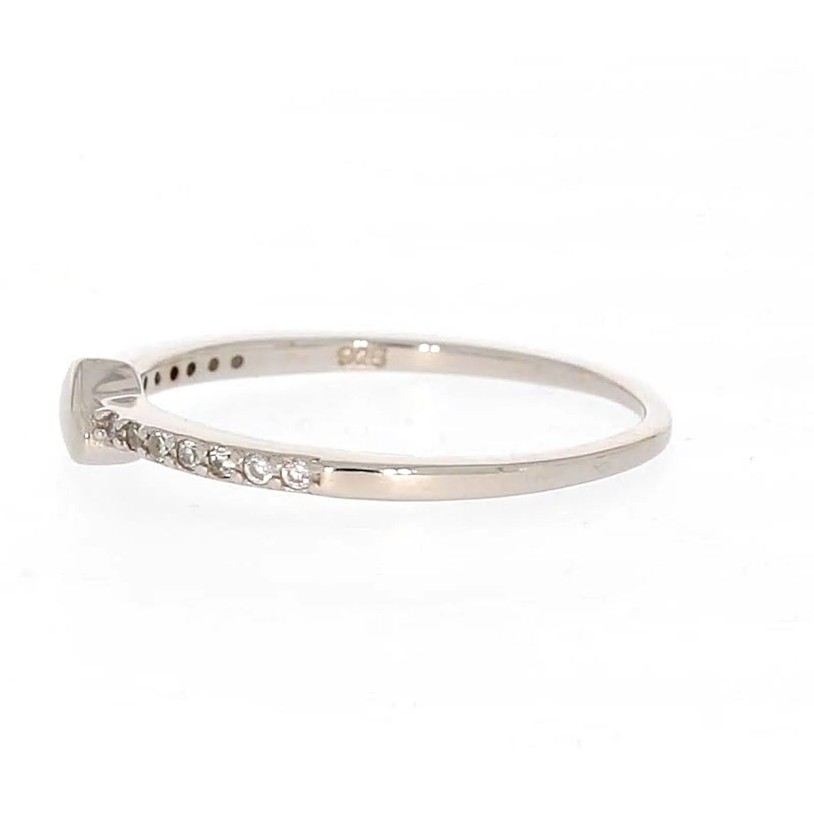 Sterling Silver Cubic Zirconia and Heart Stacker Ring