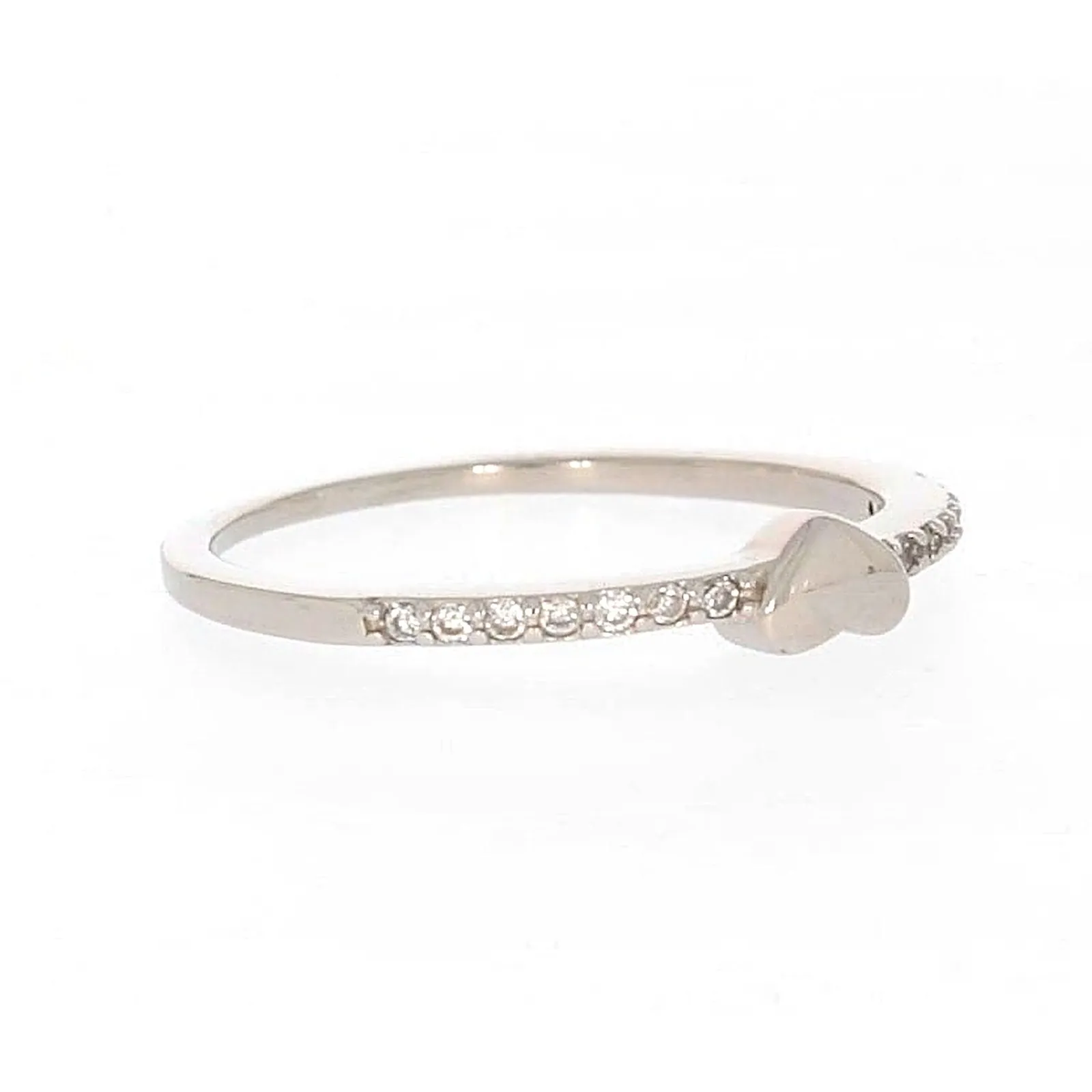 Sterling Silver Cubic Zirconia and Heart Stacker Ring