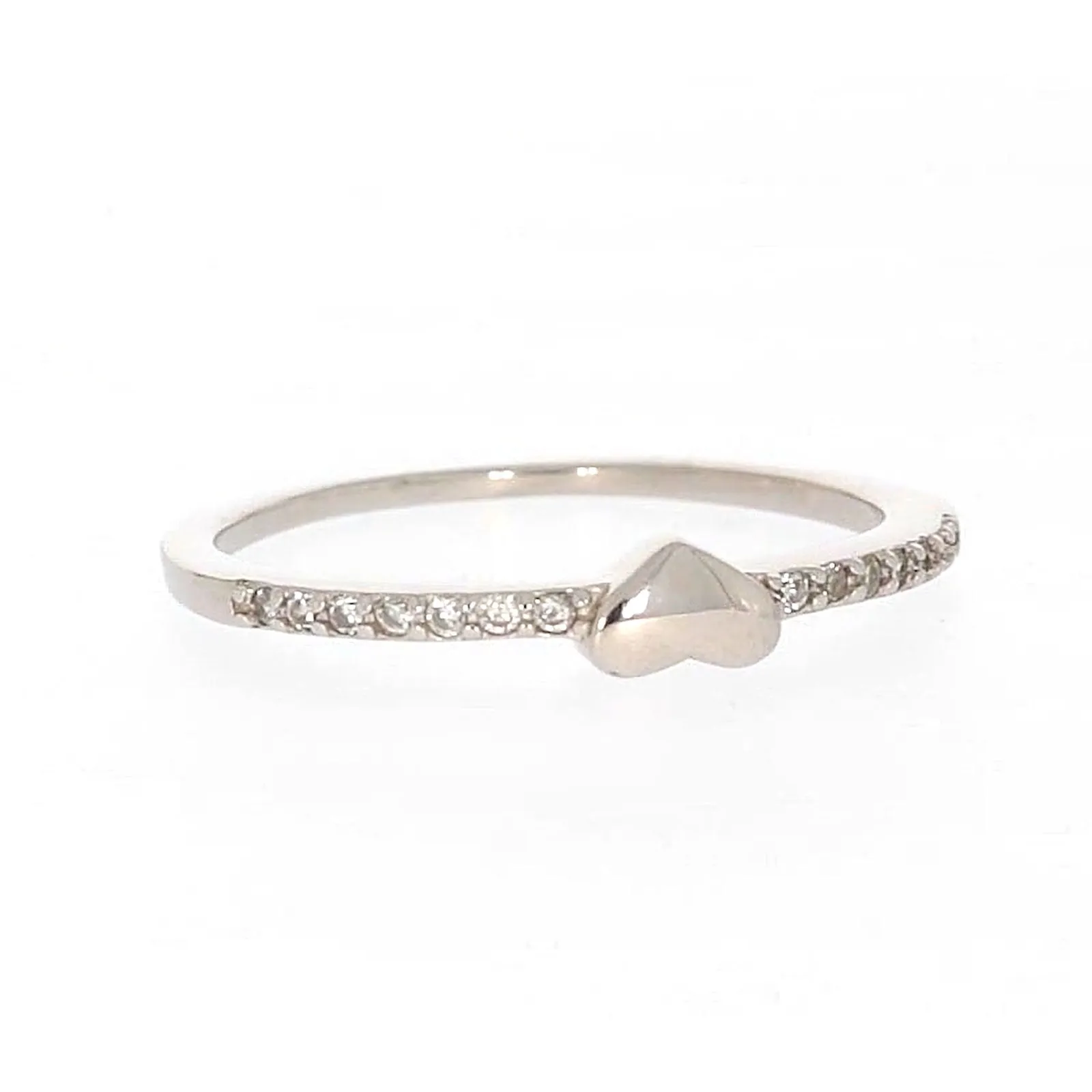 Sterling Silver Cubic Zirconia and Heart Stacker Ring