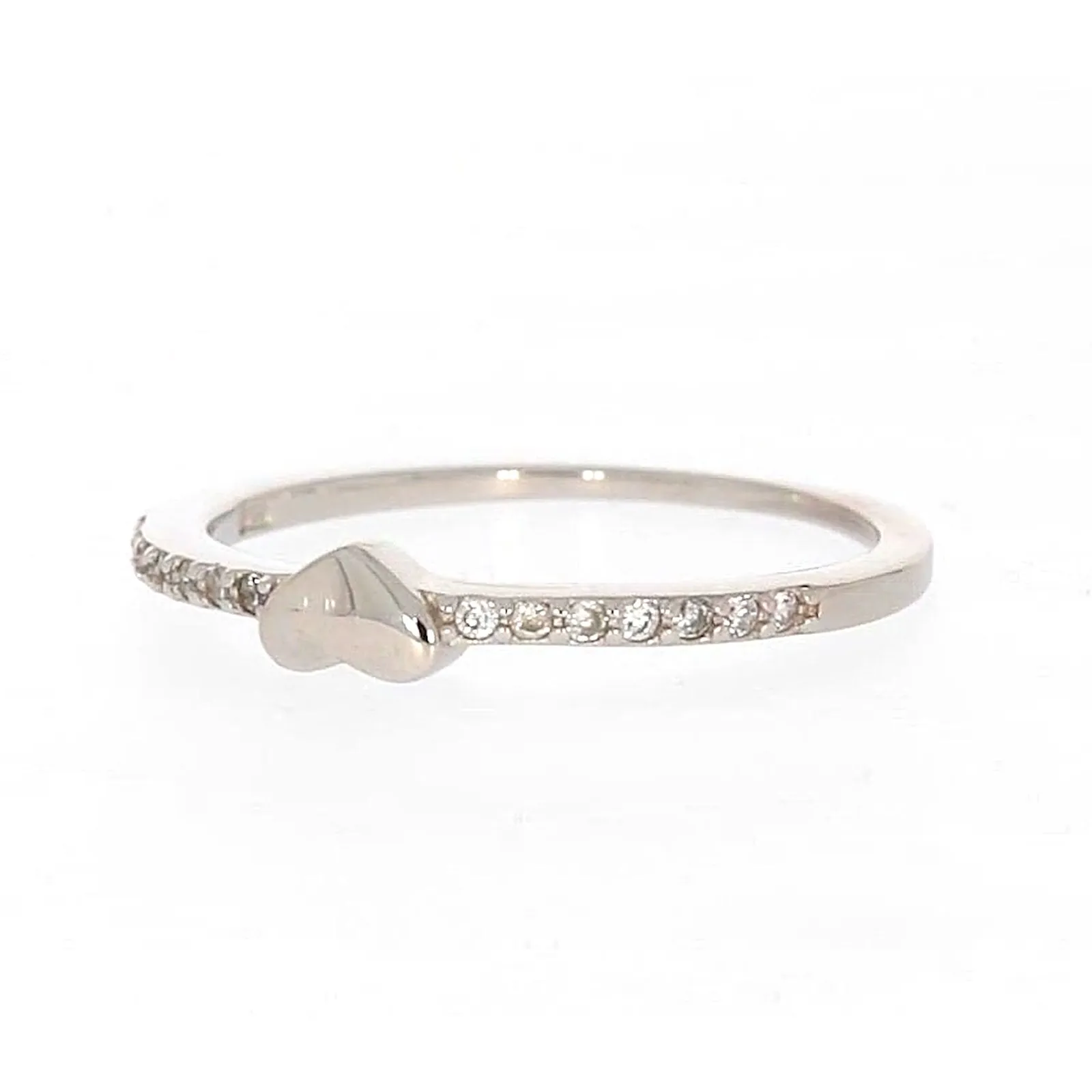 Sterling Silver Cubic Zirconia and Heart Stacker Ring
