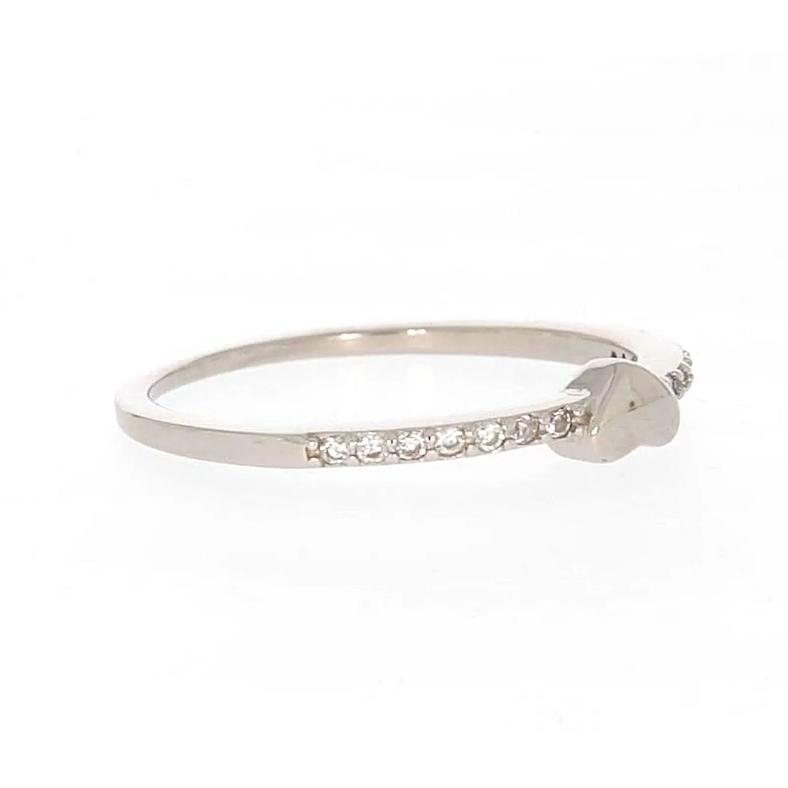 Sterling Silver Cubic Zirconia and Heart Stacker Ring