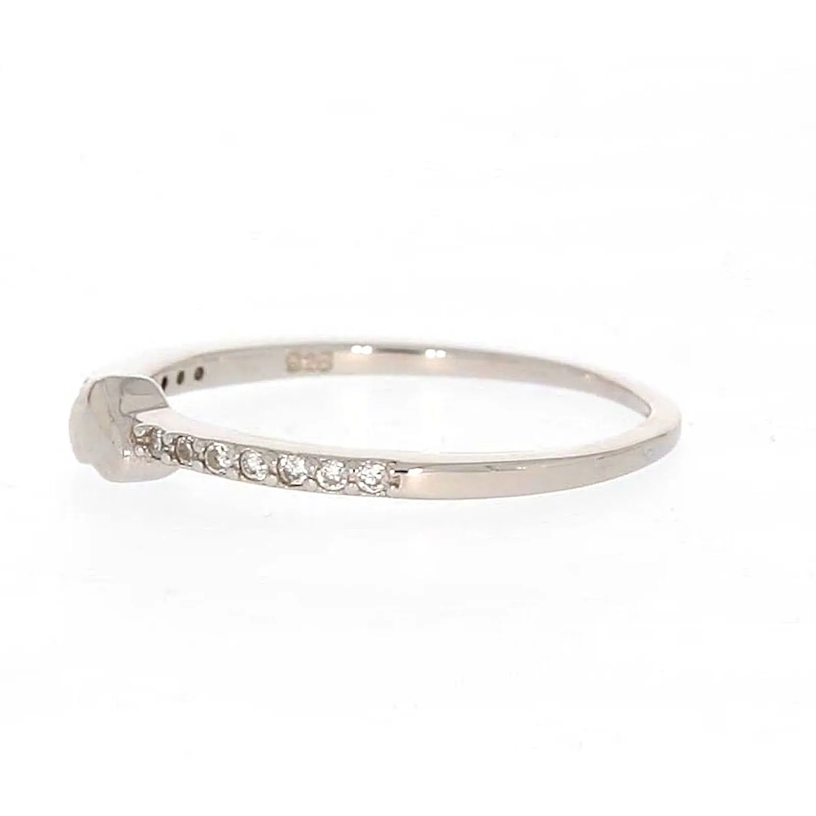 Sterling Silver Cubic Zirconia and Heart Stacker Ring