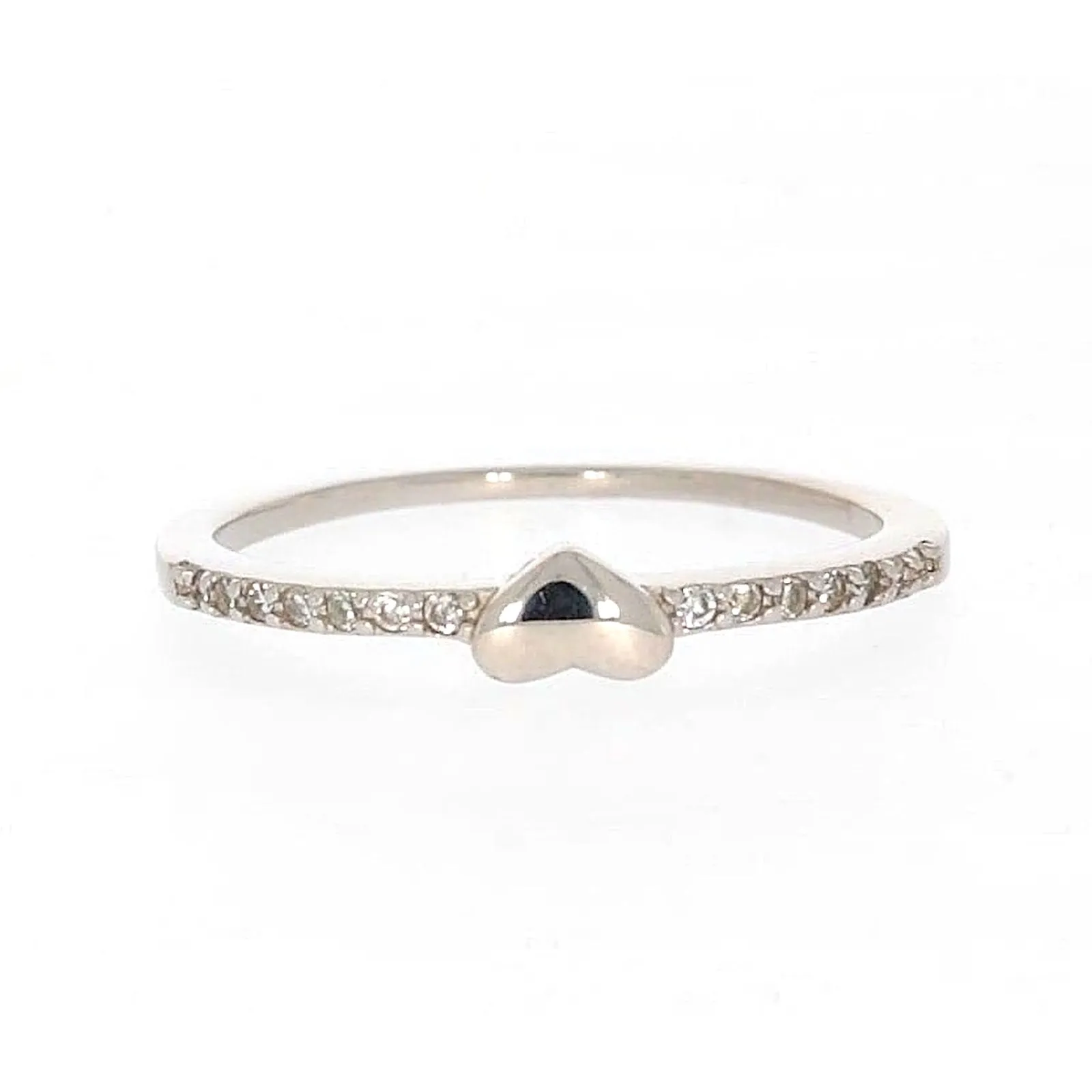 Sterling Silver Cubic Zirconia and Heart Stacker Ring