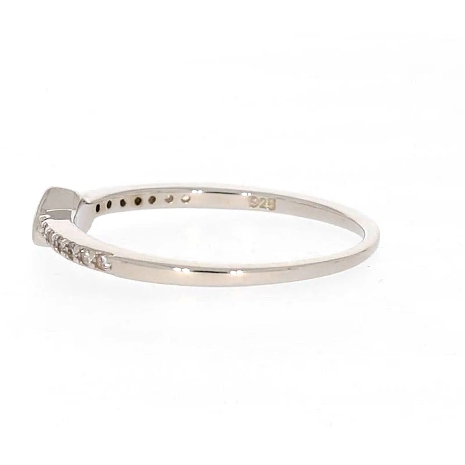 Sterling Silver Cubic Zirconia and Heart Stacker Ring