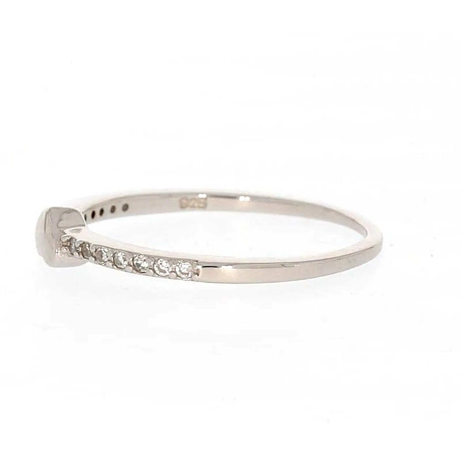 Sterling Silver Cubic Zirconia and Heart Stacker Ring