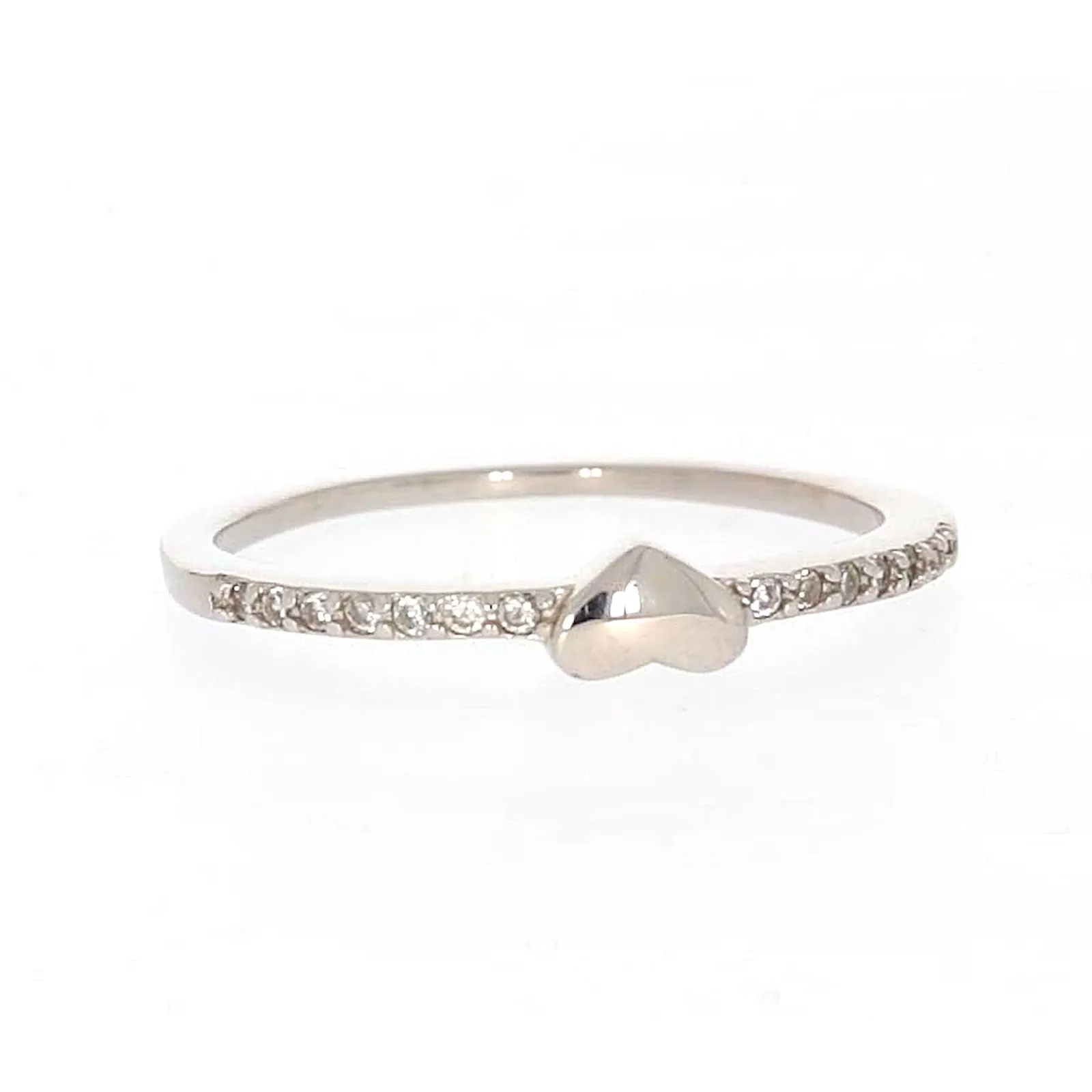 Sterling Silver Cubic Zirconia and Heart Stacker Ring