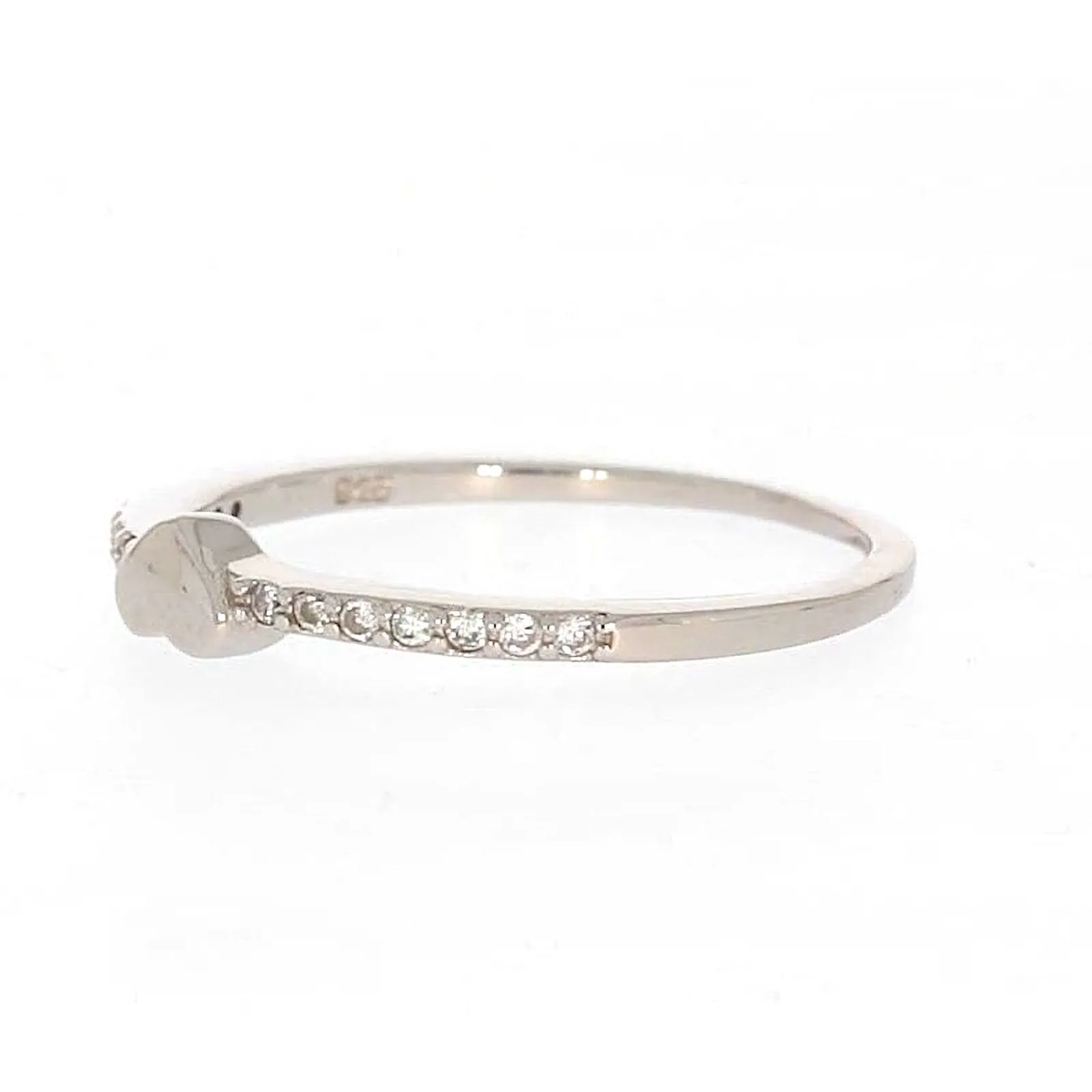 Sterling Silver Cubic Zirconia and Heart Stacker Ring