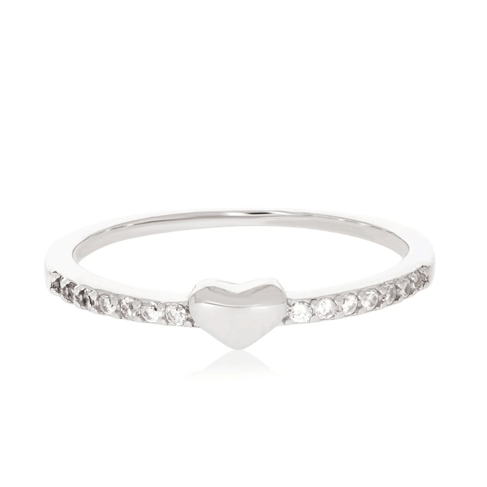 Sterling Silver Cubic Zirconia and Heart Stacker Ring