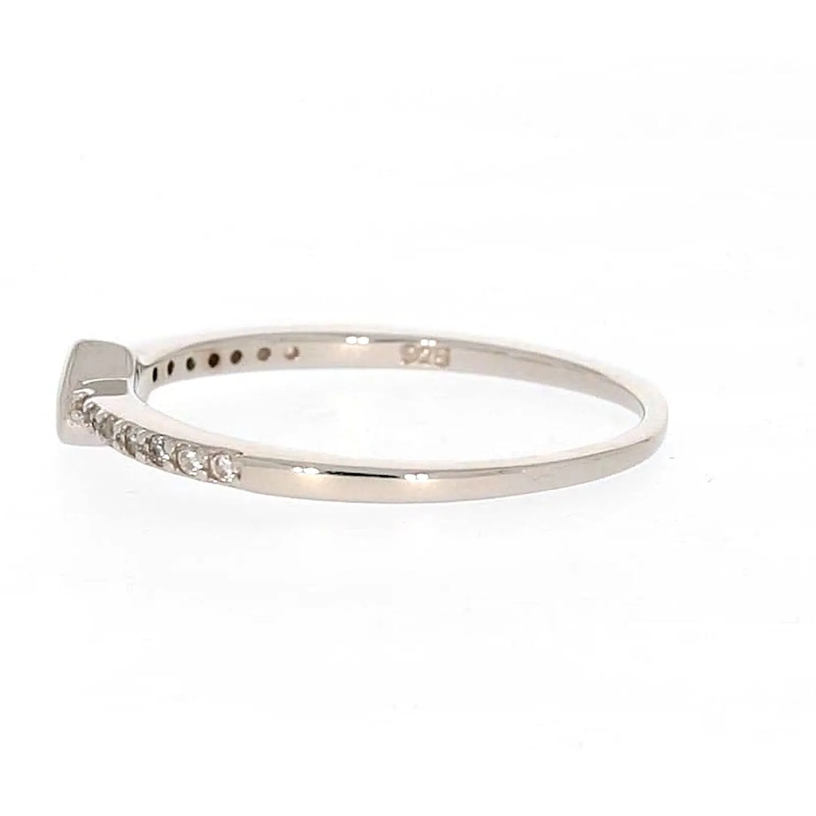 Sterling Silver Cubic Zirconia and Heart Stacker Ring
