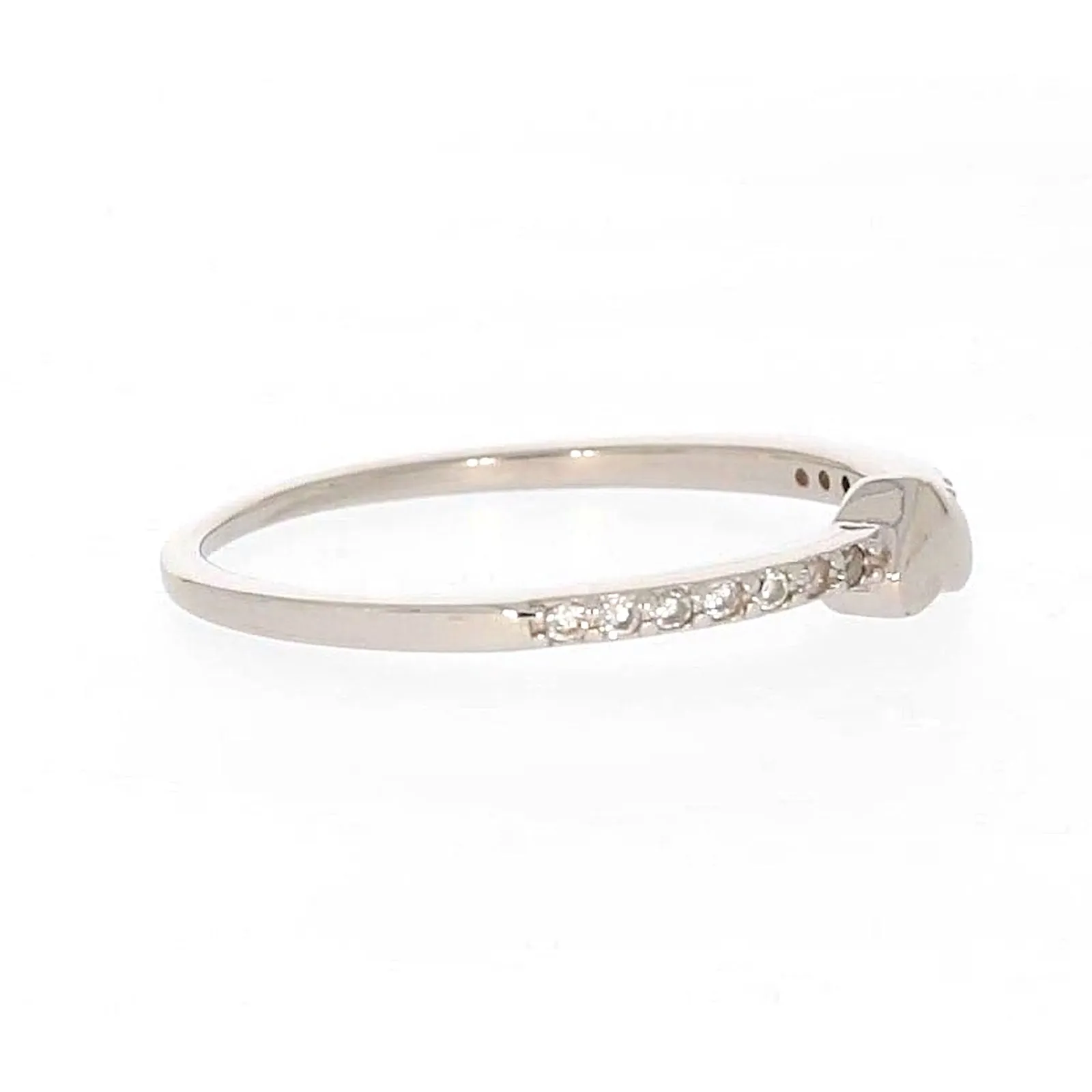 Sterling Silver Cubic Zirconia and Heart Stacker Ring
