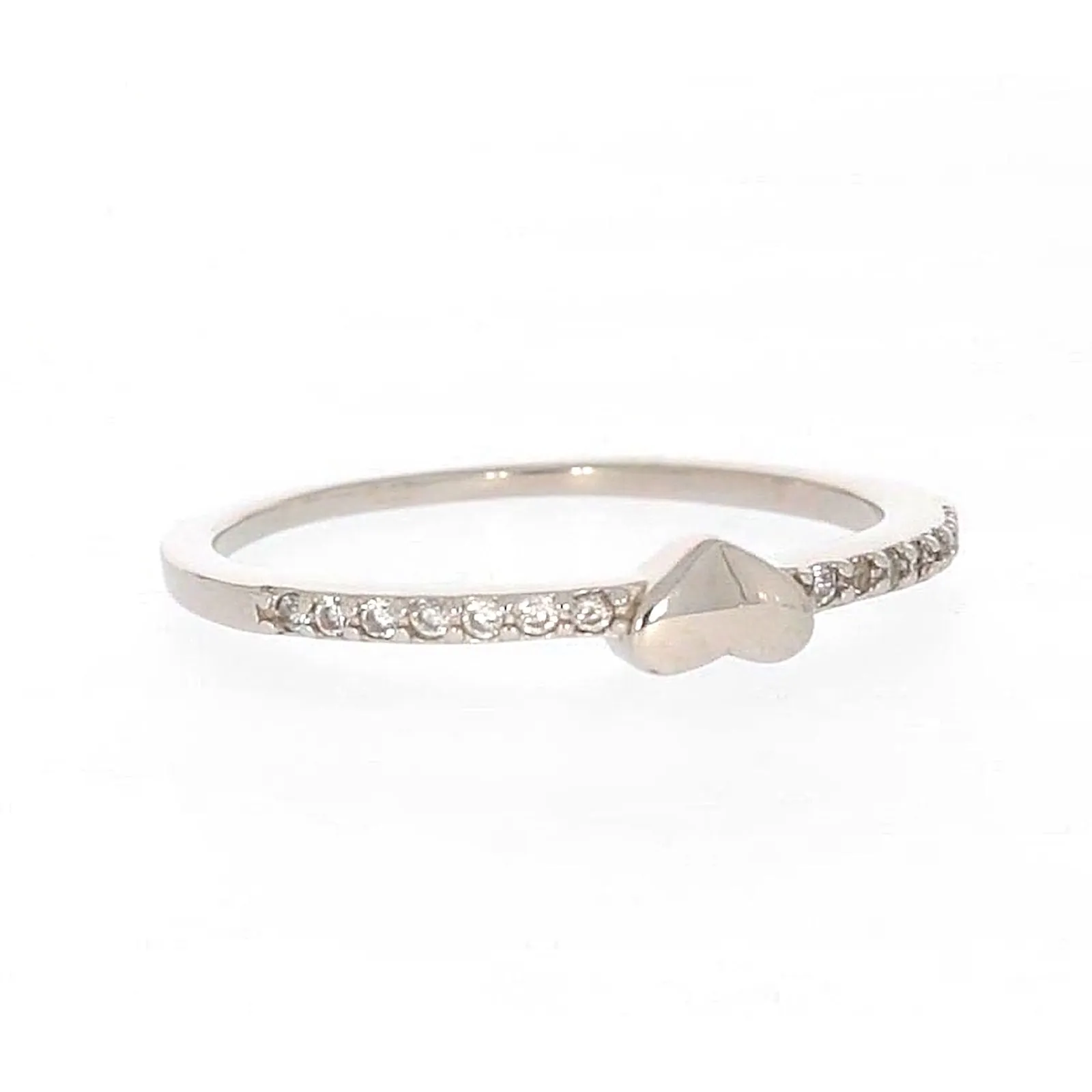 Sterling Silver Cubic Zirconia and Heart Stacker Ring