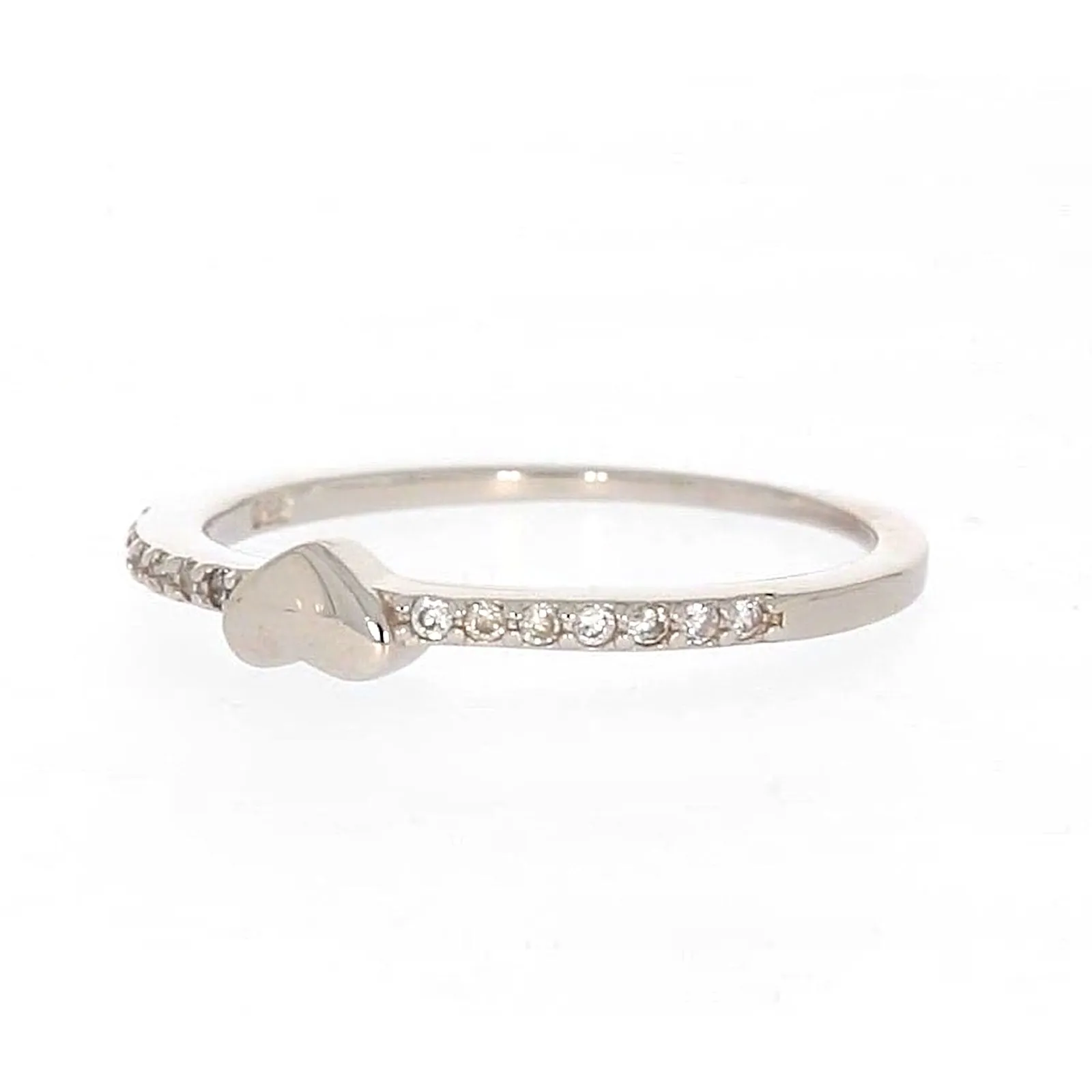 Sterling Silver Cubic Zirconia and Heart Stacker Ring