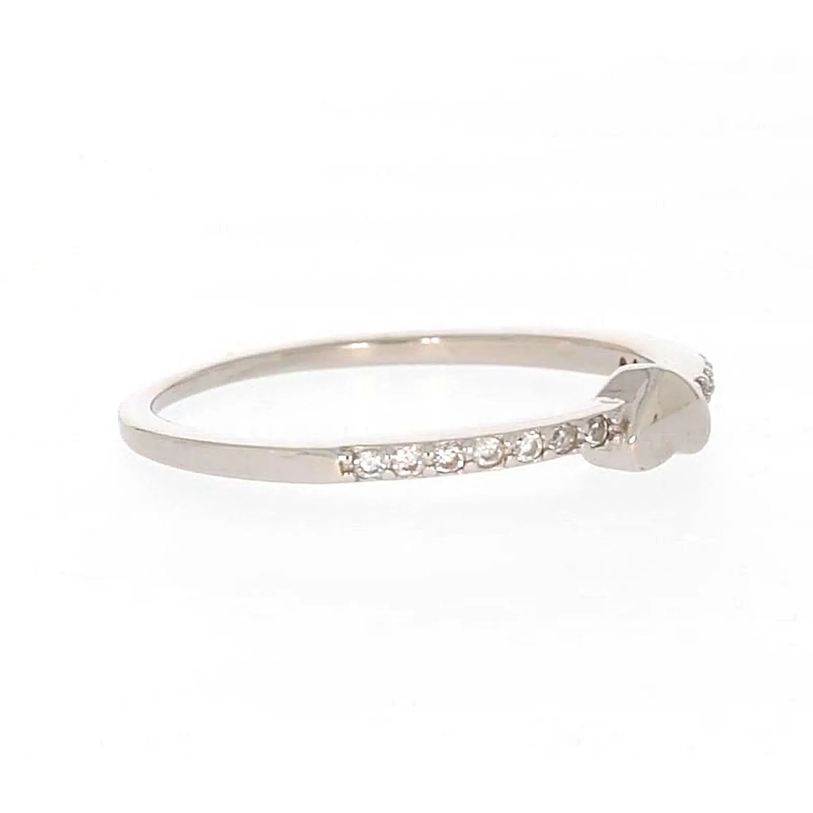 Sterling Silver Cubic Zirconia and Heart Stacker Ring