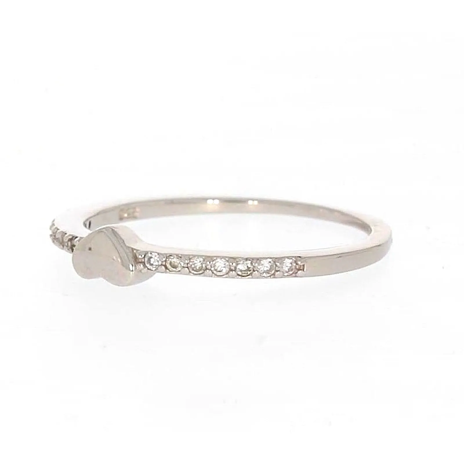 Sterling Silver Cubic Zirconia and Heart Stacker Ring