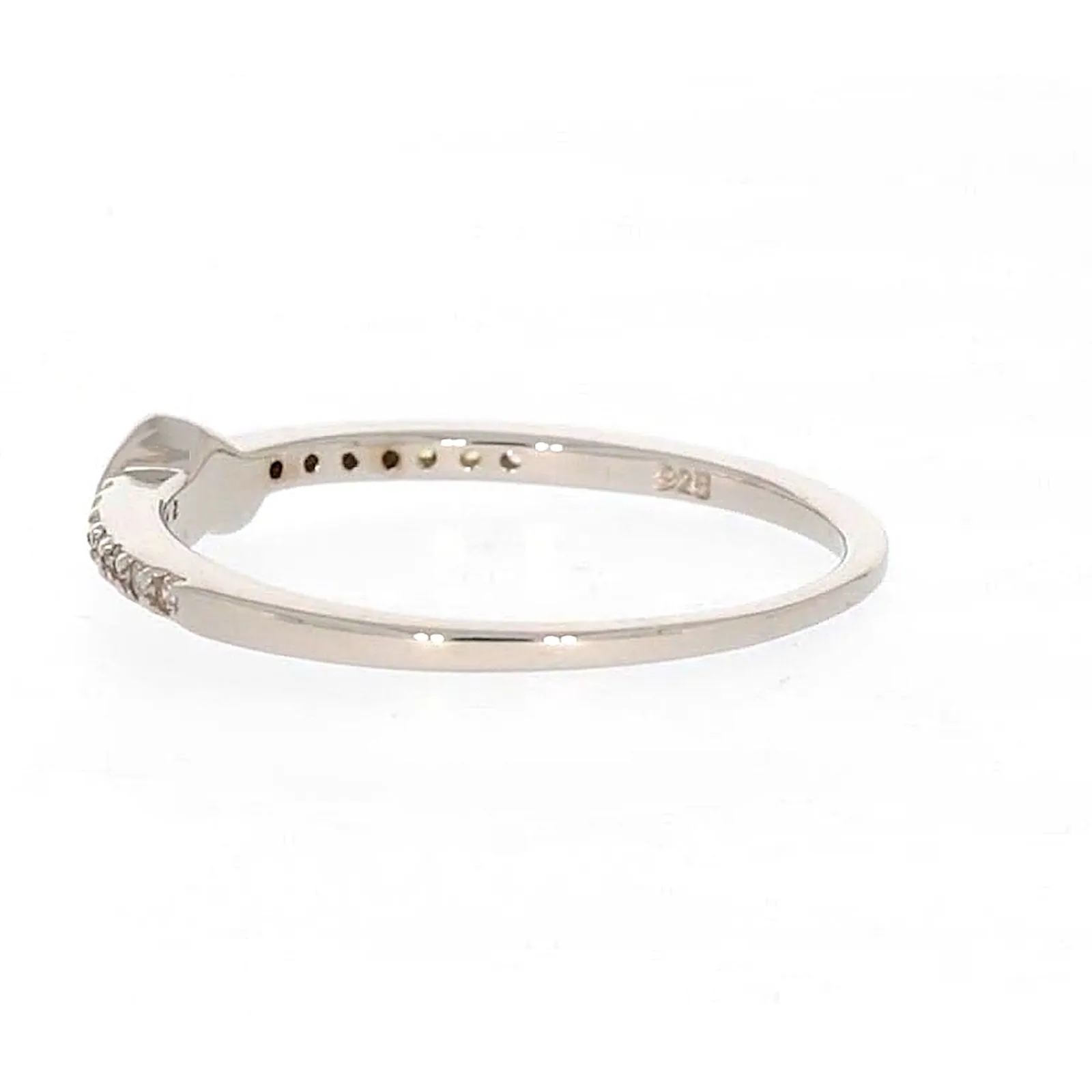 Sterling Silver Cubic Zirconia and Heart Stacker Ring