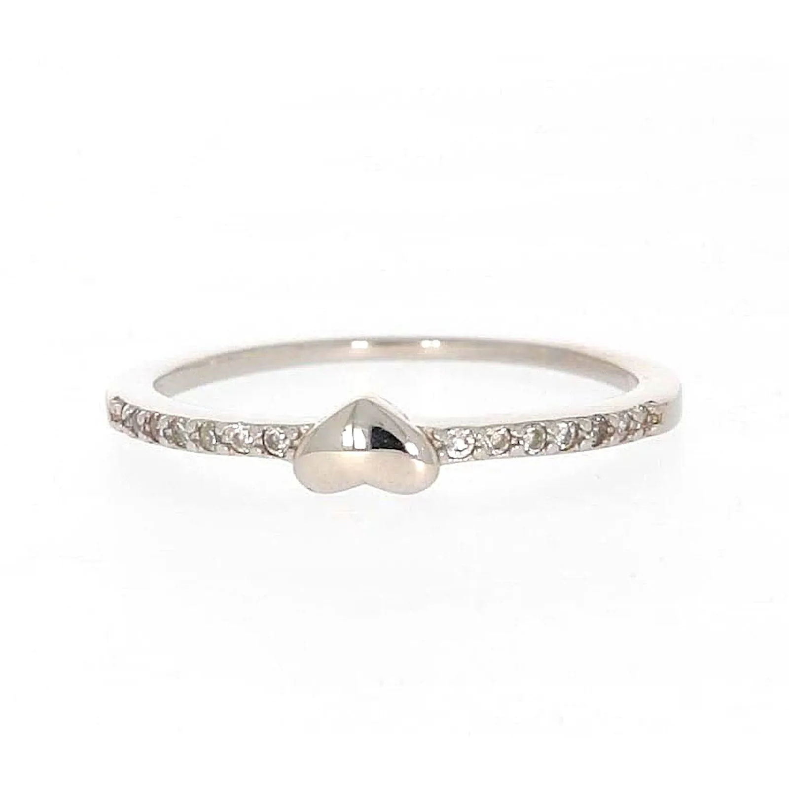 Sterling Silver Cubic Zirconia and Heart Stacker Ring