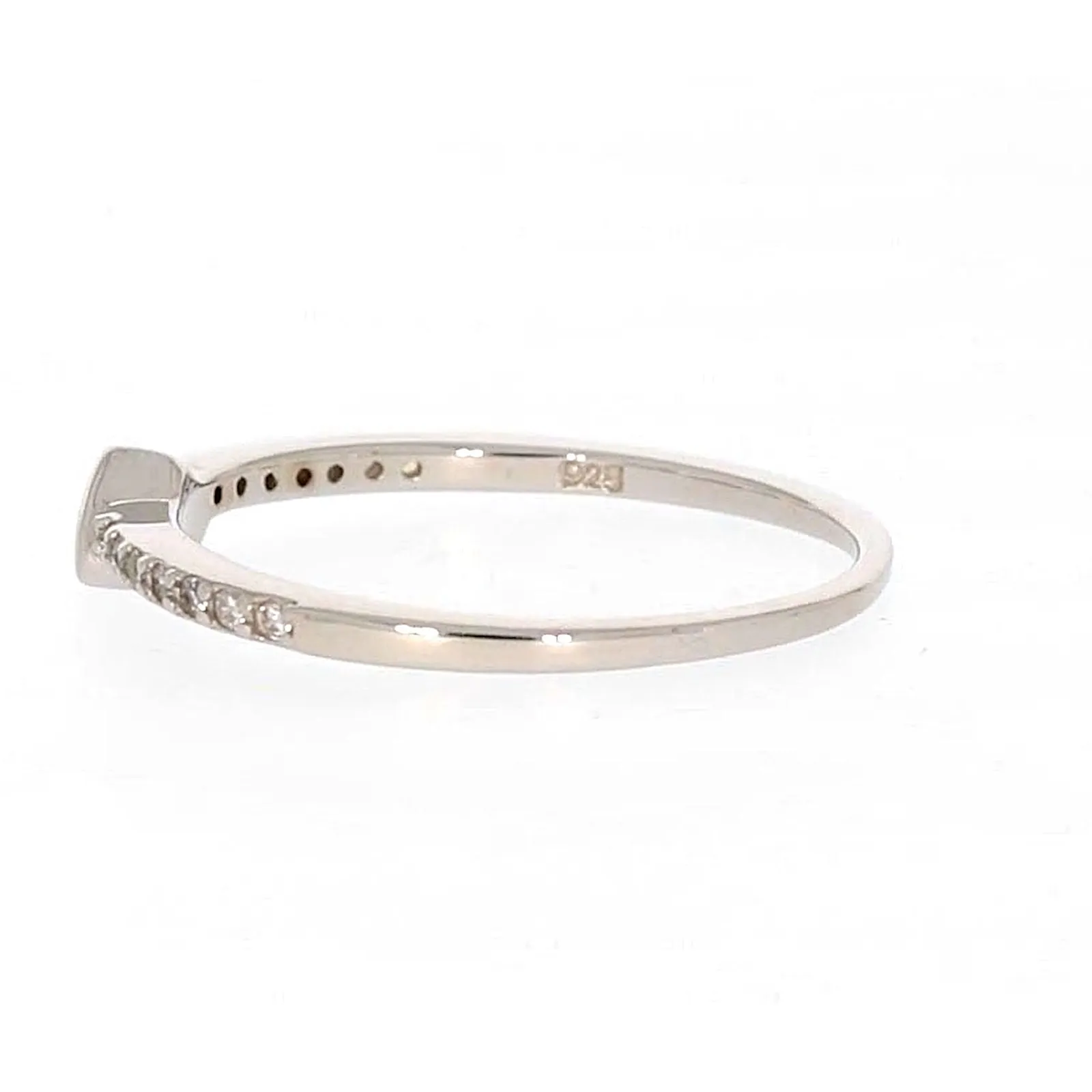 Sterling Silver Cubic Zirconia and Heart Stacker Ring
