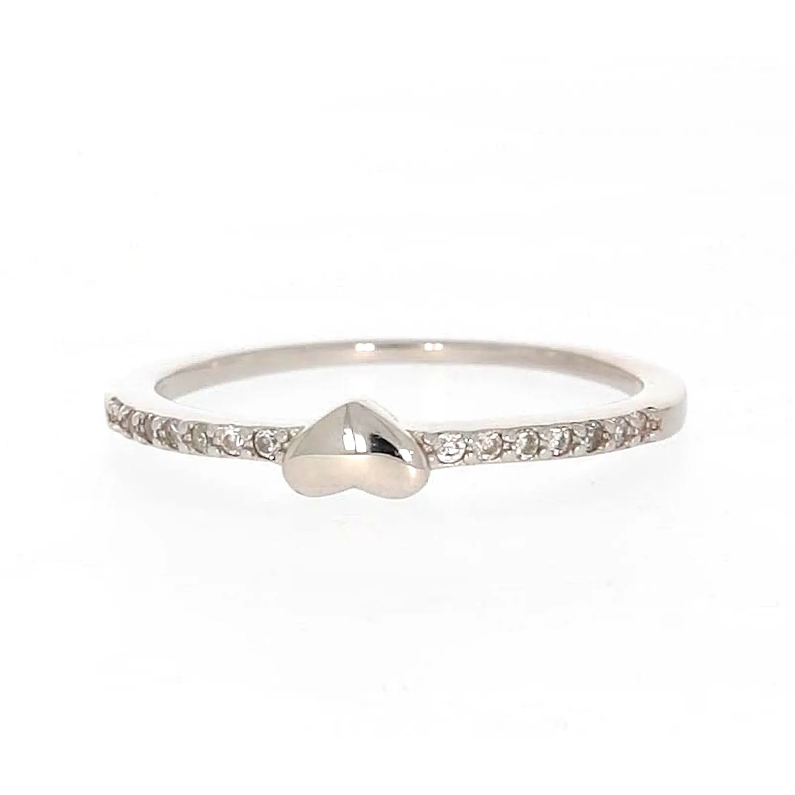 Sterling Silver Cubic Zirconia and Heart Stacker Ring