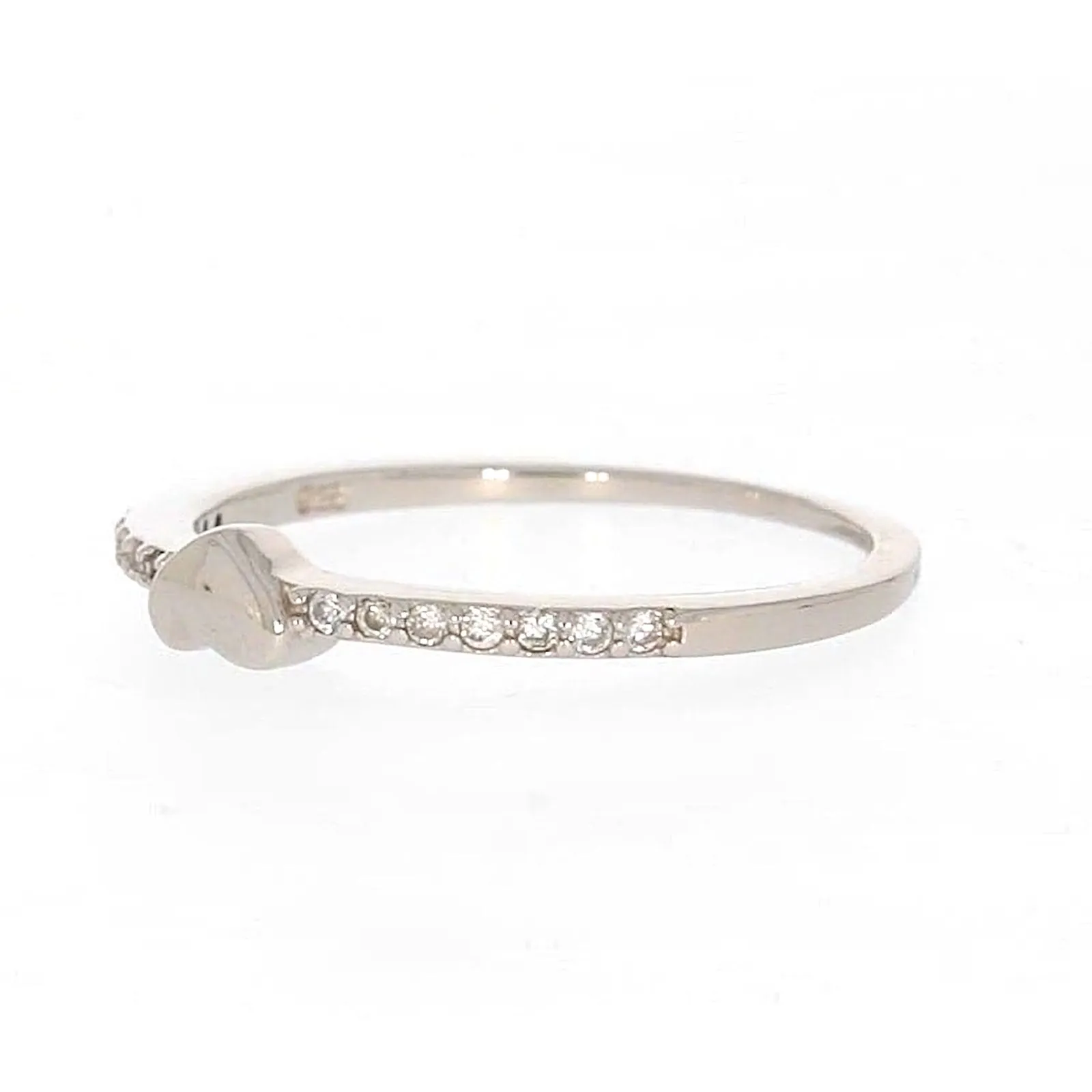 Sterling Silver Cubic Zirconia and Heart Stacker Ring
