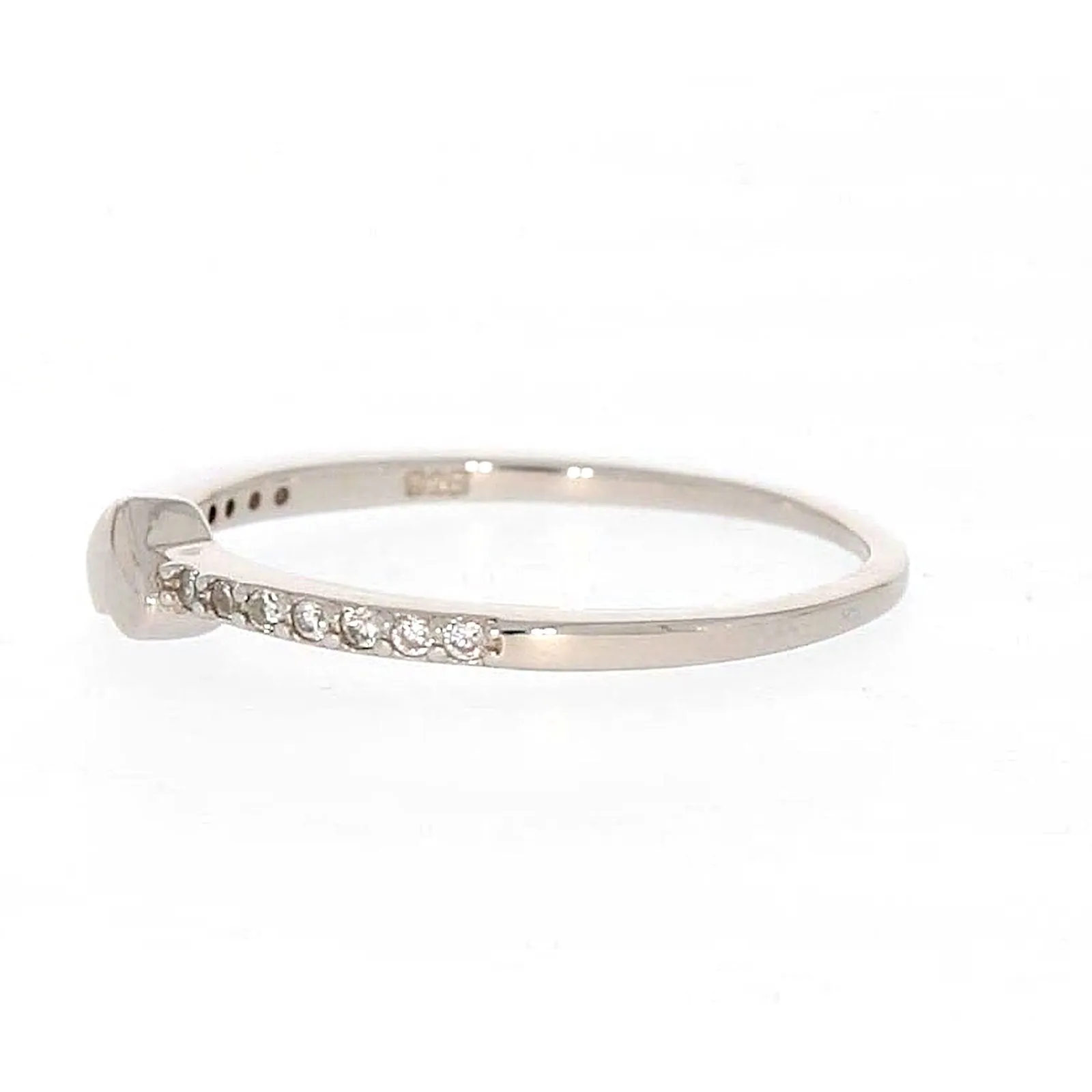 Sterling Silver Cubic Zirconia and Heart Stacker Ring