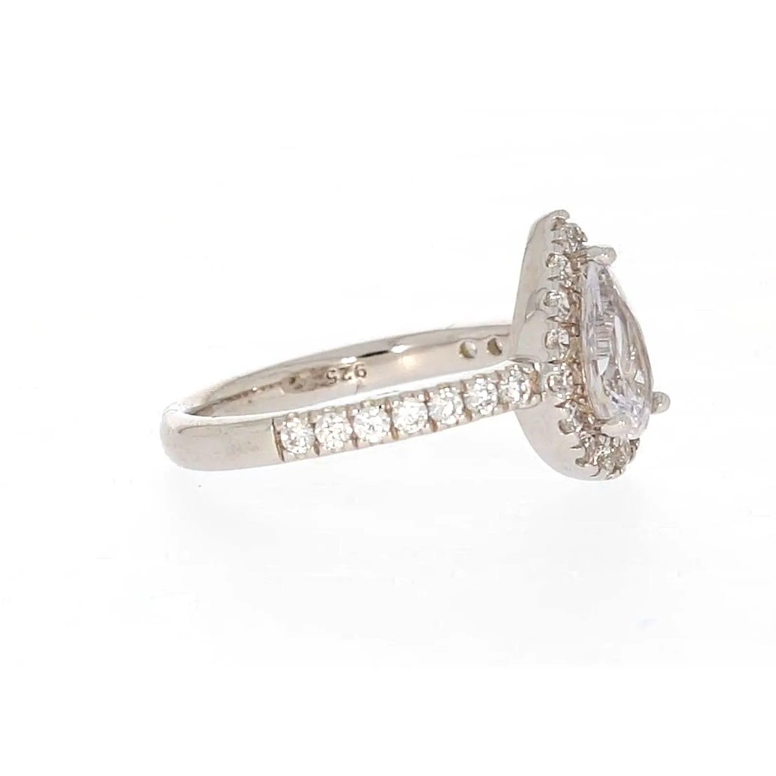 Sterling Silver Cubic Zirconia Pear Ring