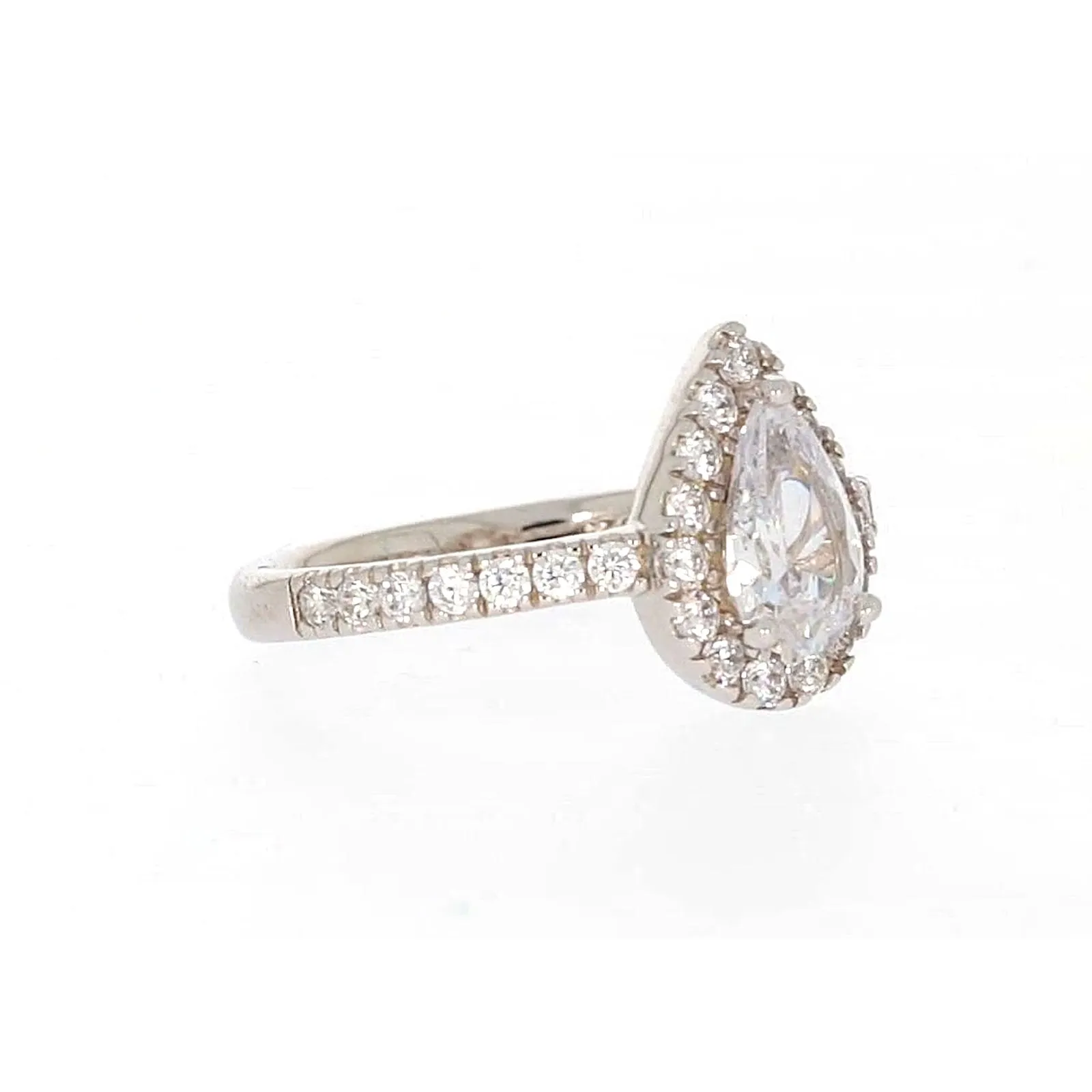 Sterling Silver Cubic Zirconia Pear Ring